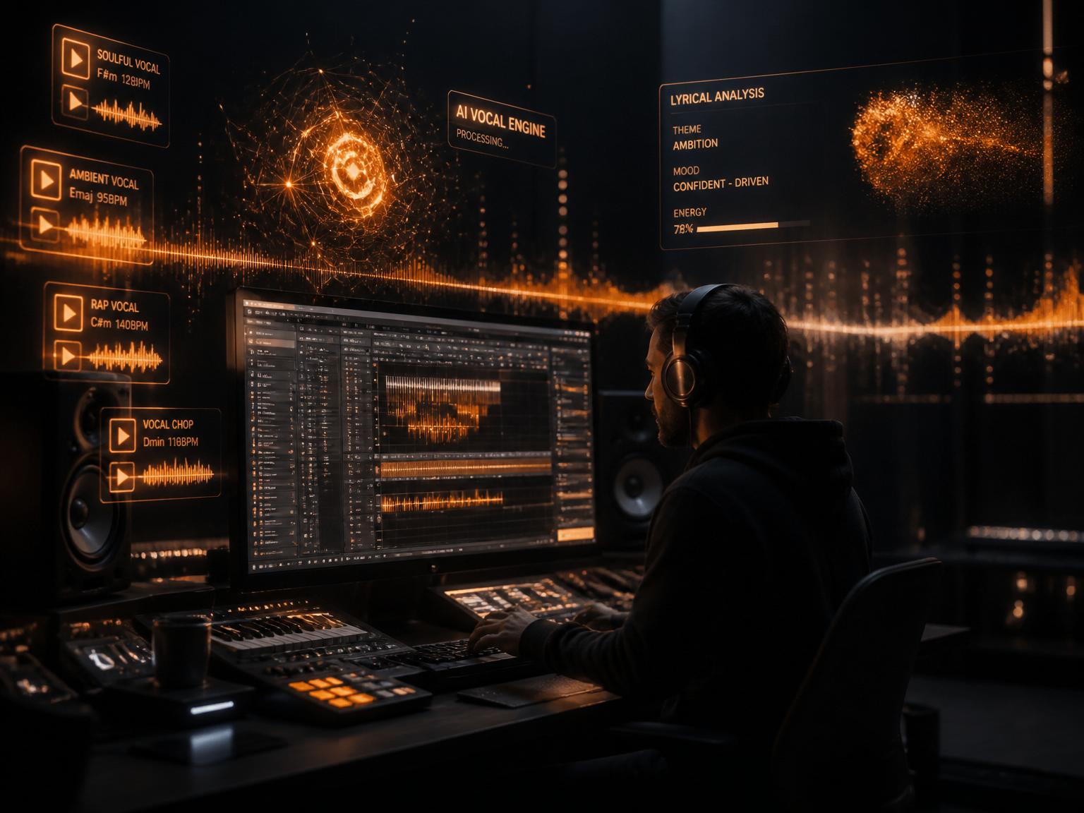 Producer working with AI vocal samples